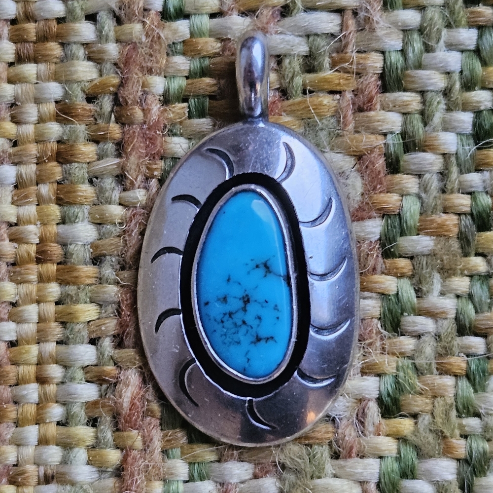 Sterling Silver and Turquoise Pendant (no chain included)